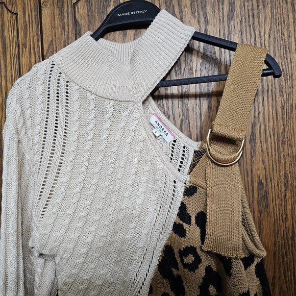 Andree By Unit Asymmetrical leopard Sweater with Buckle size l - Picture 6 of 8